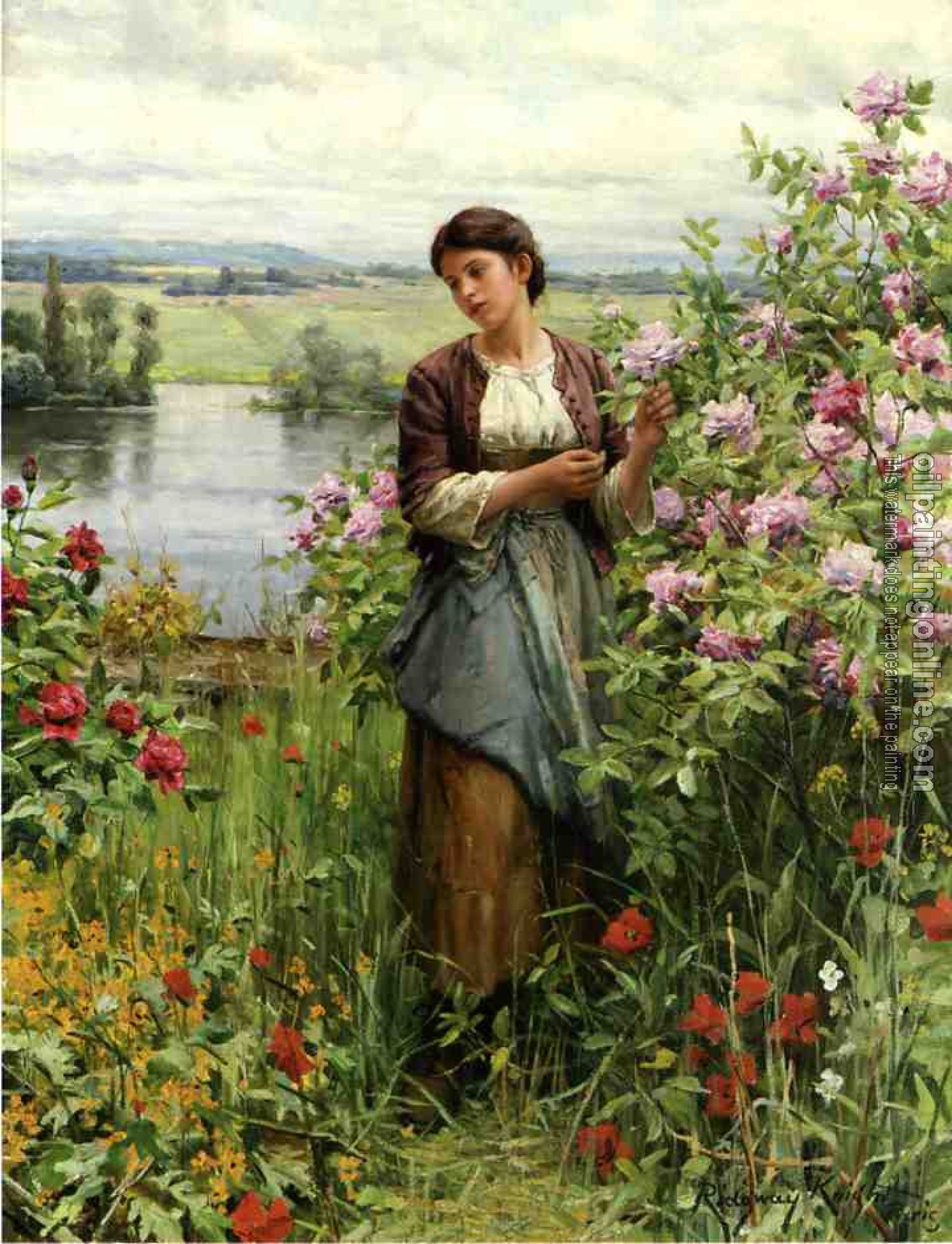 Daniel Ridgway Knight - Julia among the Roses